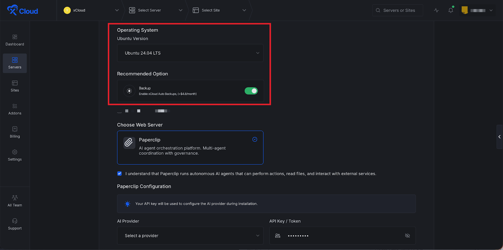 Deploy Paperclip with xCloud