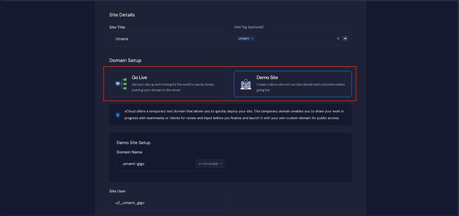 Install Umami with xCloud