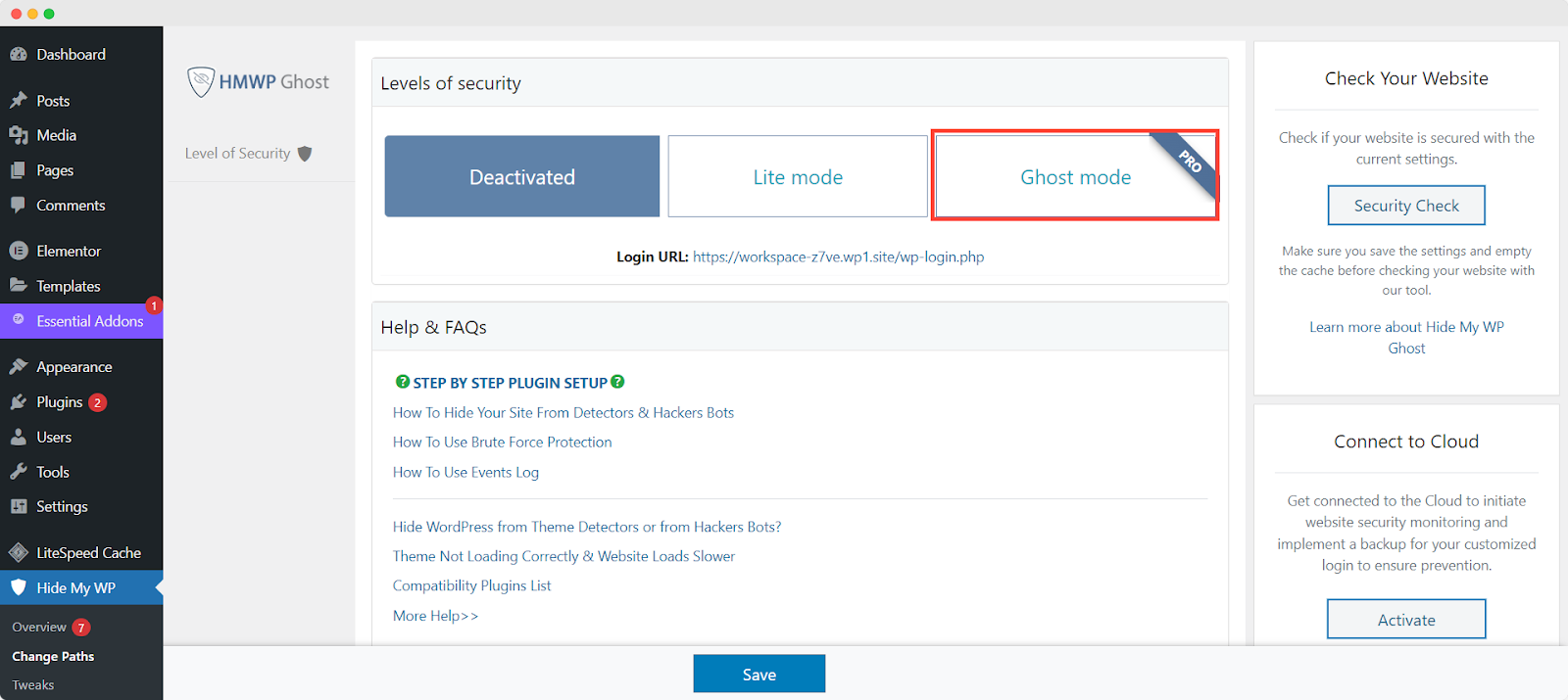 Setup Hide My WP plugin