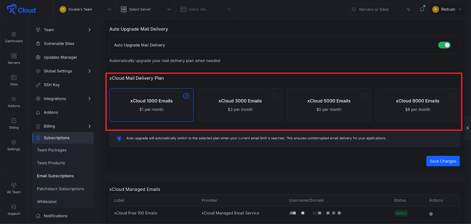 Set up xCloud Mail Delivery Addon