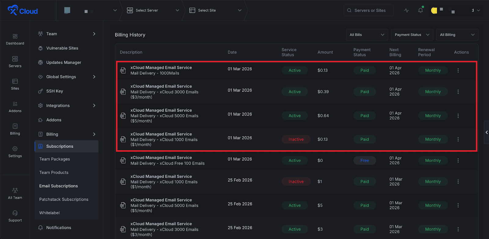 Set up xCloud Mail Delivery Addon