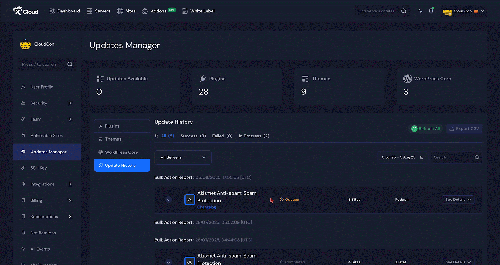 Update Plugins, Themes, and WordPress Core
